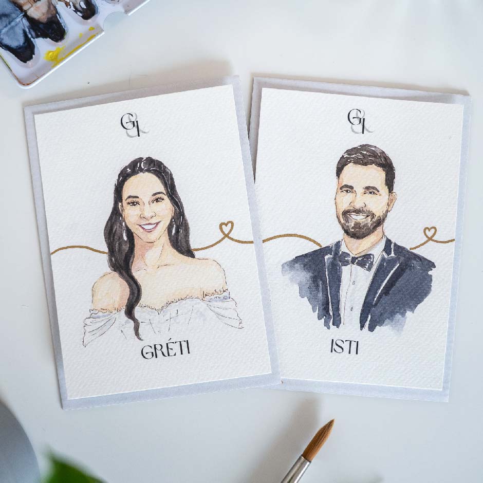 Esküvői illusztrációk párokról